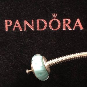 Baby blue glass pandora bead